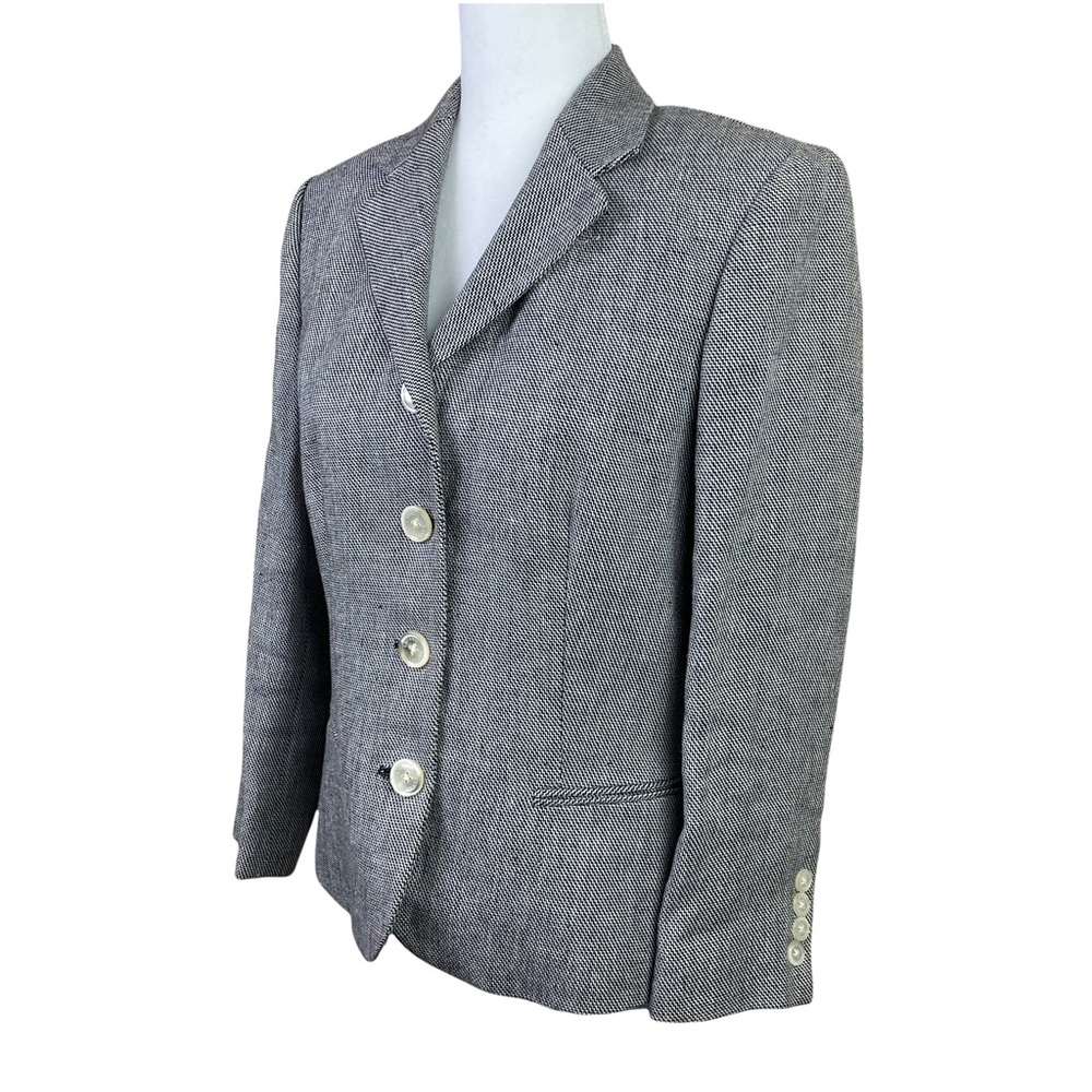 Lauren Ralph Lauren 100% Linen Tweed Blazer White Black Size 8